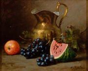 Alfred Hirv Natuurmort kannu ja viinamarjadega oil on canvas